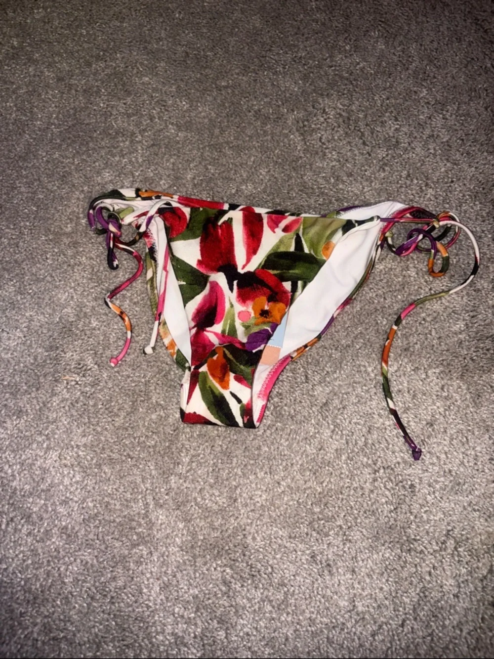 New Shade Shore low rise high thighs cheeky Floral Tie-Side Bikini Bottoms M